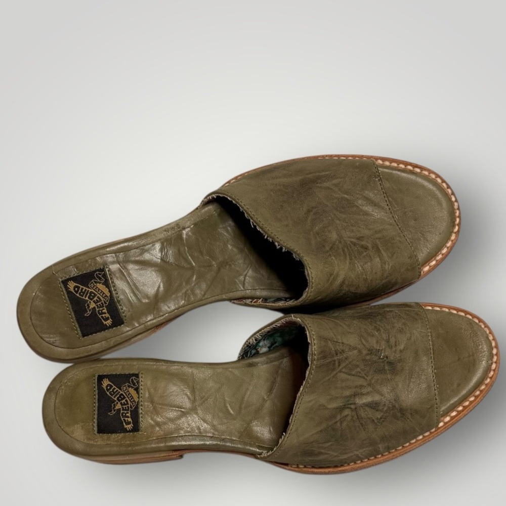 Freebird Path Leather Block Heel Slides Womens Si… - image 6
